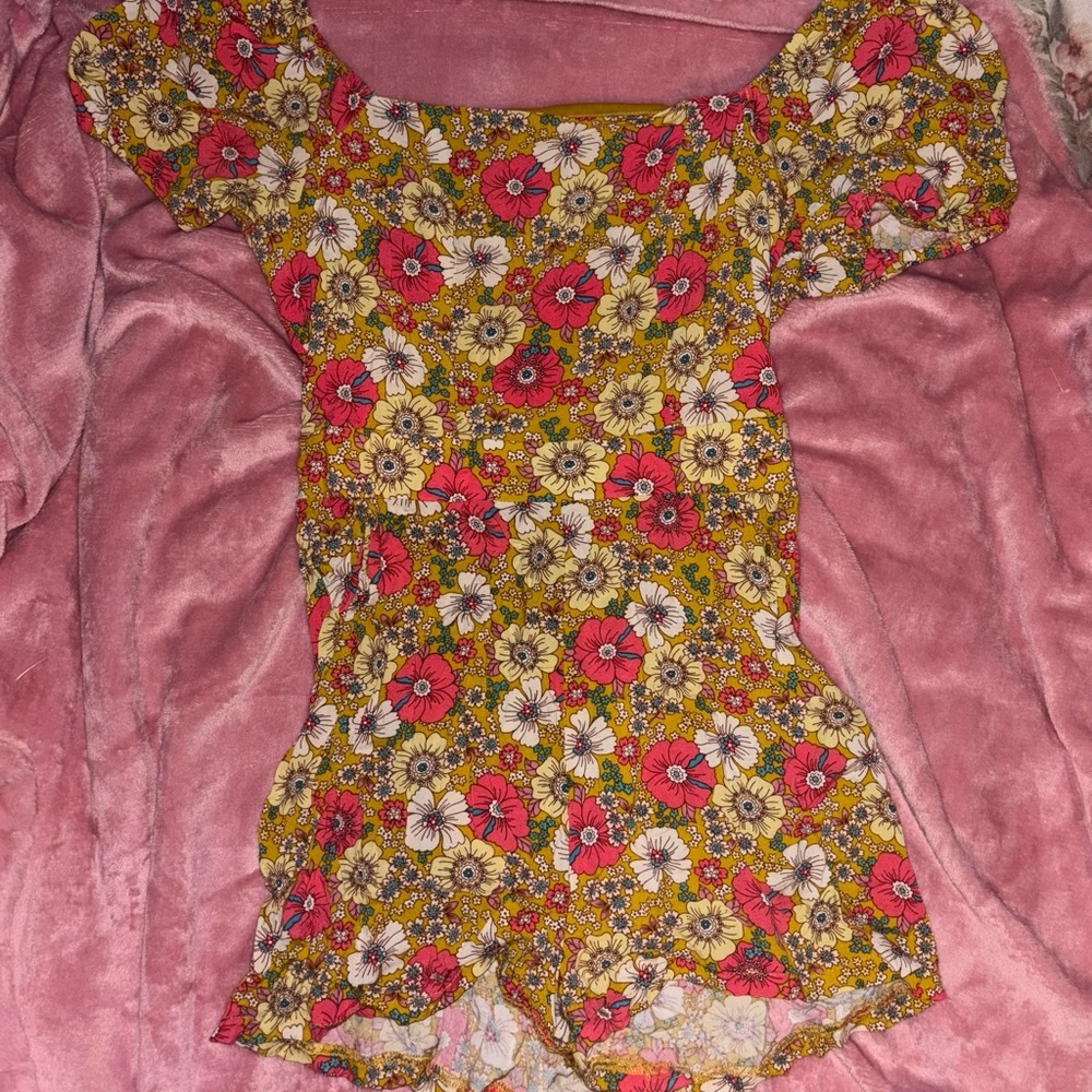Lily Rose Floral Jumpsuit in Red and Yellow